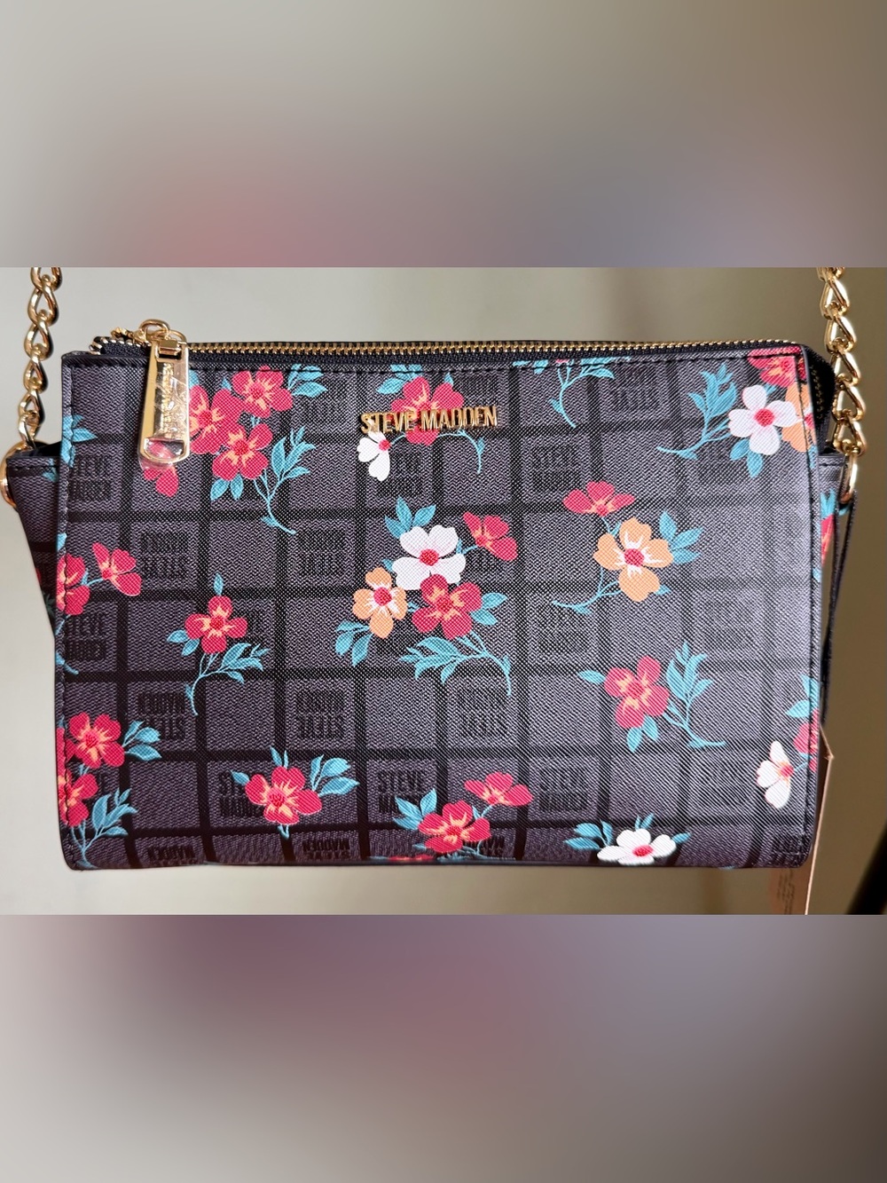 Brand New Steve Madden BLauren Floral Monogram Crossbody Bag